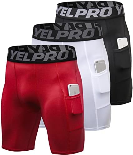 SPVISE Compression Shorts Men 1/3 Pack  Dry Fit Compression Underwear Spandex Running Shorts  Workout Athletic Shorts Pocket