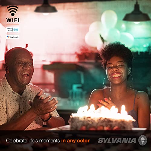 SYLVANIA Wifi LED Smart Light Bulb  60W Equivalent Full Color and Tunable White A19  Dimmable  Compatible with Alexa and Google Home Only   4 Pack  75674 
