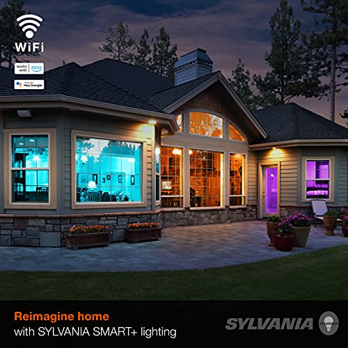 SYLVANIA Wifi LED Smart Light Bulb  60W Equivalent Full Color and Tunable White A19  Dimmable  Compatible with Alexa and Google Home Only   4 Pack  75674 