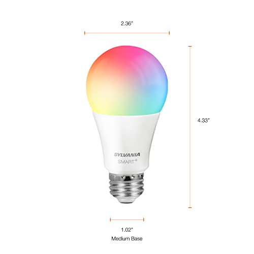 SYLVANIA Wifi LED Smart Light Bulb  60W Equivalent Full Color and Tunable White A19  Dimmable  Compatible with Alexa and Google Home Only   4 Pack  75674 