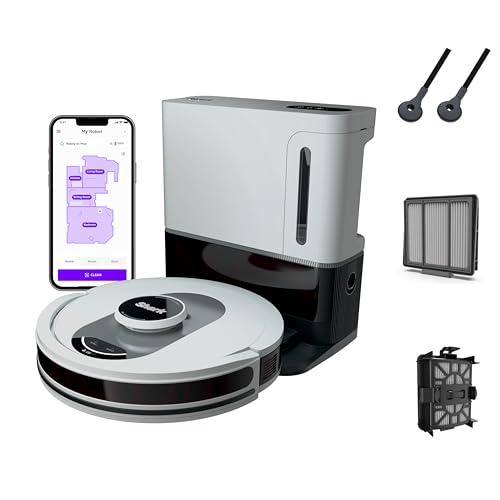 Shark AI Ultra Voice Control Robot Vacuum with Matrix Clean Navigation  Home Mapping  60 Day Capacity  XL Self Empty Base for Homes with Pets  Carpet & Hard Floors  Cool Grey