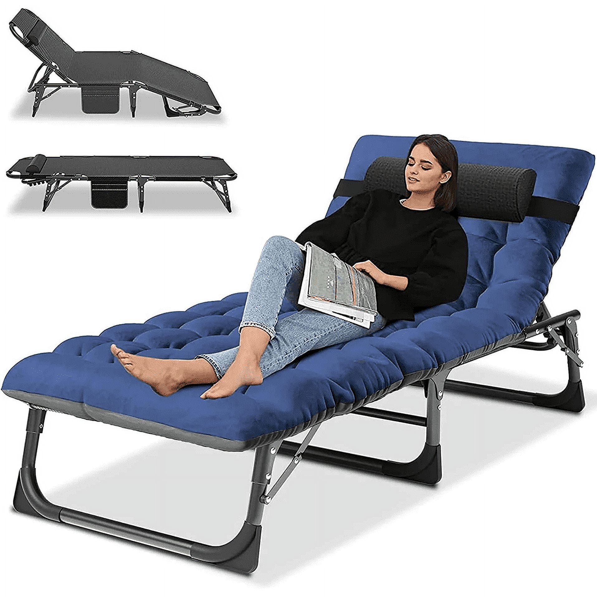 Slsy Folding Lounge Chair  5 Position Adjustable Outdoor Reclining Chair  Folding Sleeping Bed Cot  Folding Chaise Lounge Chair for Pool Beach Patio Sunbathing