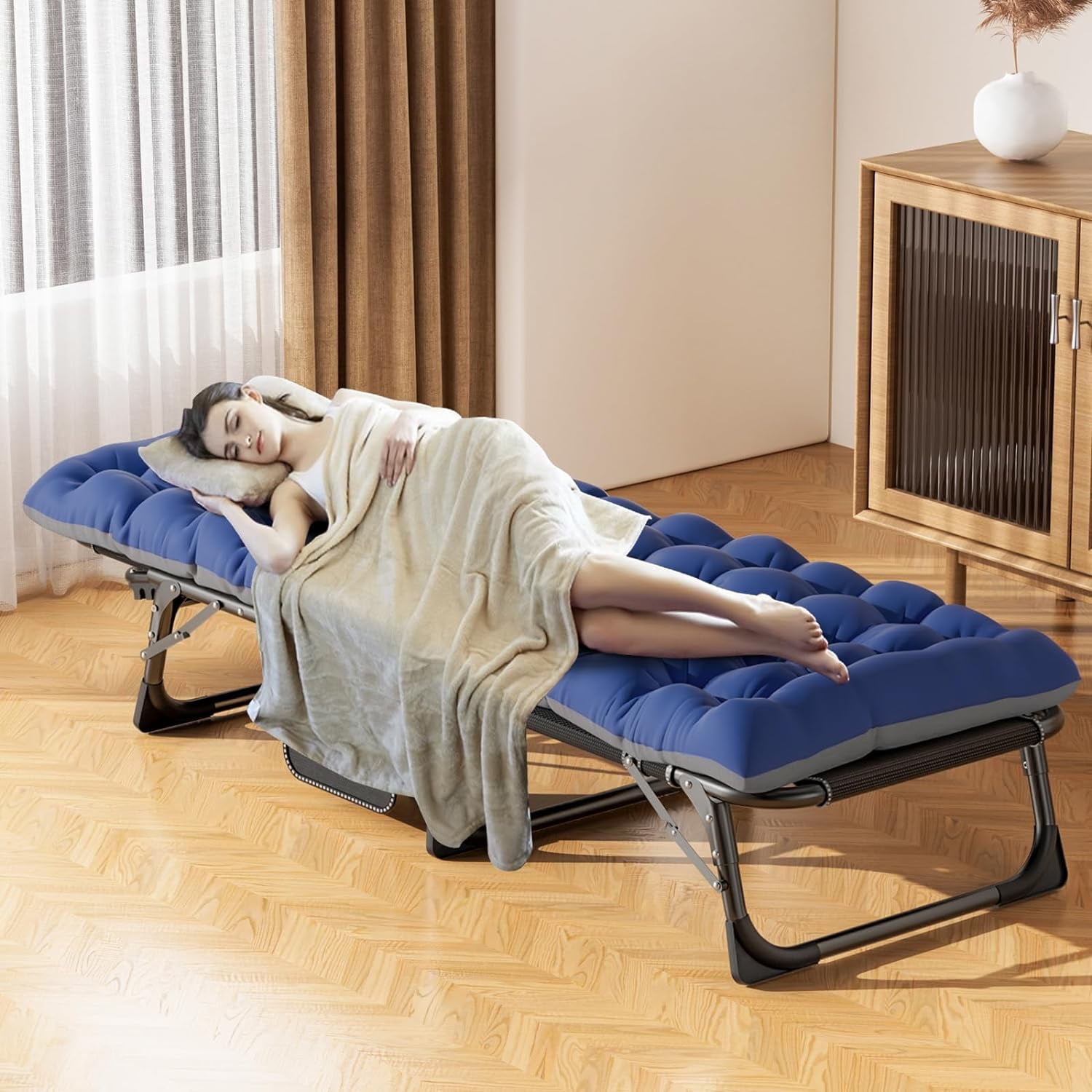 Slsy Folding Lounge Chair  5 Position Adjustable Outdoor Reclining Chair  Folding Sleeping Bed Cot  Folding Chaise Lounge Chair for Pool Beach Patio Sunbathing