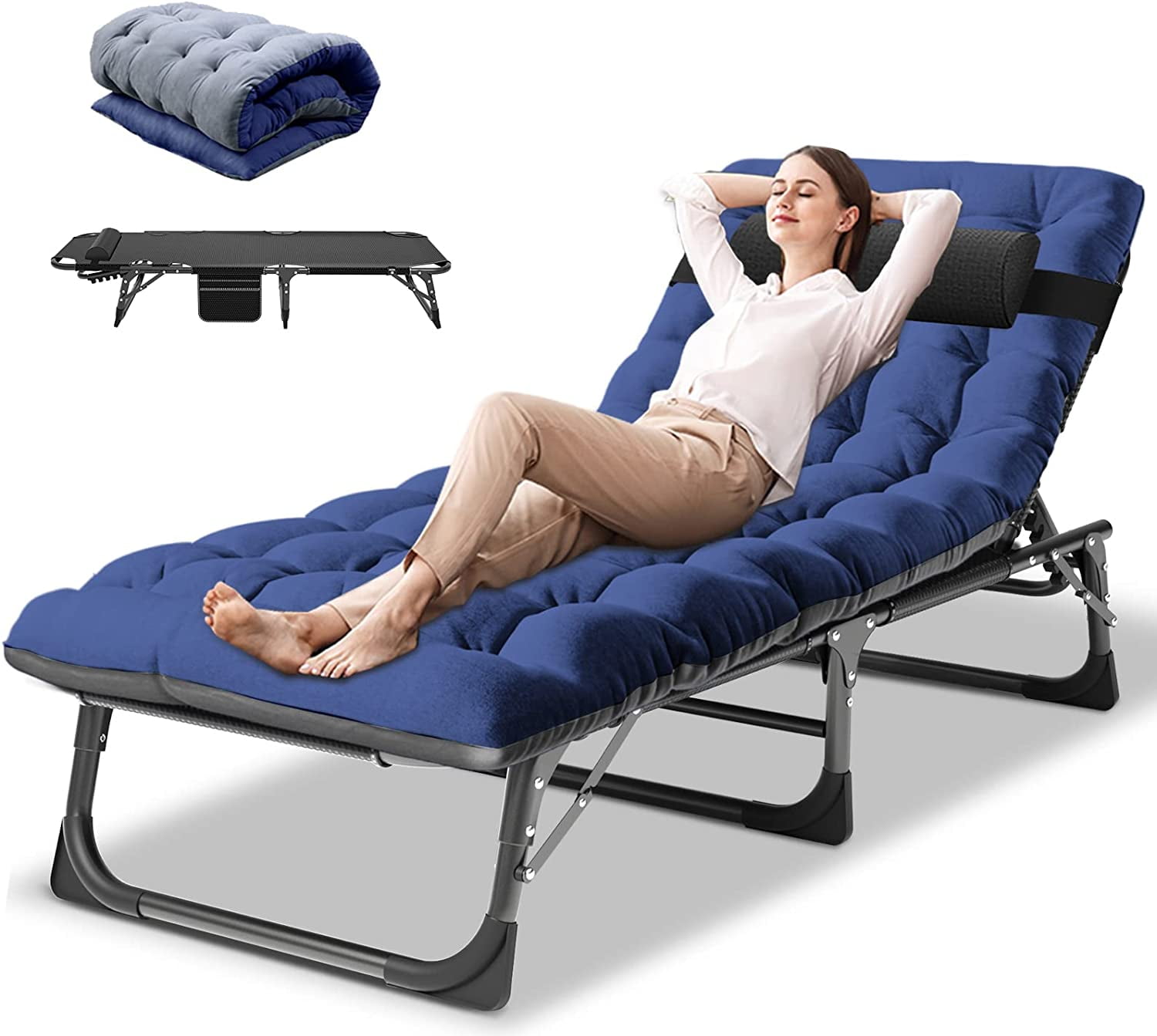 Slsy Folding Lounge Chair  5 Position Adjustable Outdoor Reclining Chair  Folding Sleeping Bed Cot  Folding Chaise Lounge Chair for Pool Beach Patio Sunbathing