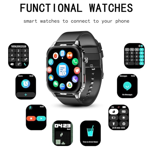 Smart Watch for Men Women with 2 1 HD Screen Military Watches  Call & Text for Android iOS  Heart Rate & Activity Tracker  IP68 Waterproof  100 Sport Modes