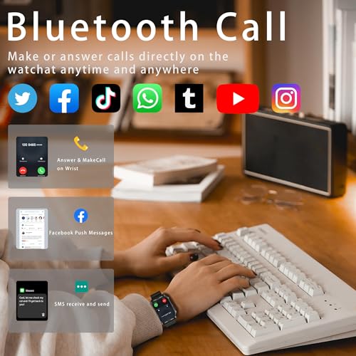 Smart Watch for Men Women with 2 1 HD Screen Military Watches  Call & Text for Android iOS  Heart Rate & Activity Tracker  IP68 Waterproof  100 Sport Modes