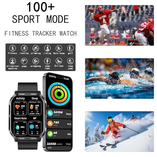 Smart Watch for Men Women with 2 1 HD Screen Military Watches  Call & Text for Android iOS  Heart Rate & Activity Tracker  IP68 Waterproof  100 Sport Modes