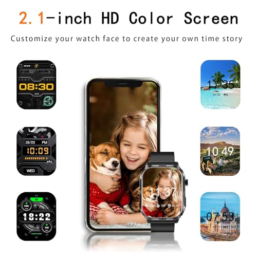 Smart Watch for Men Women with 2 1 HD Screen Military Watches  Call & Text for Android iOS  Heart Rate & Activity Tracker  IP68 Waterproof  100 Sport Modes