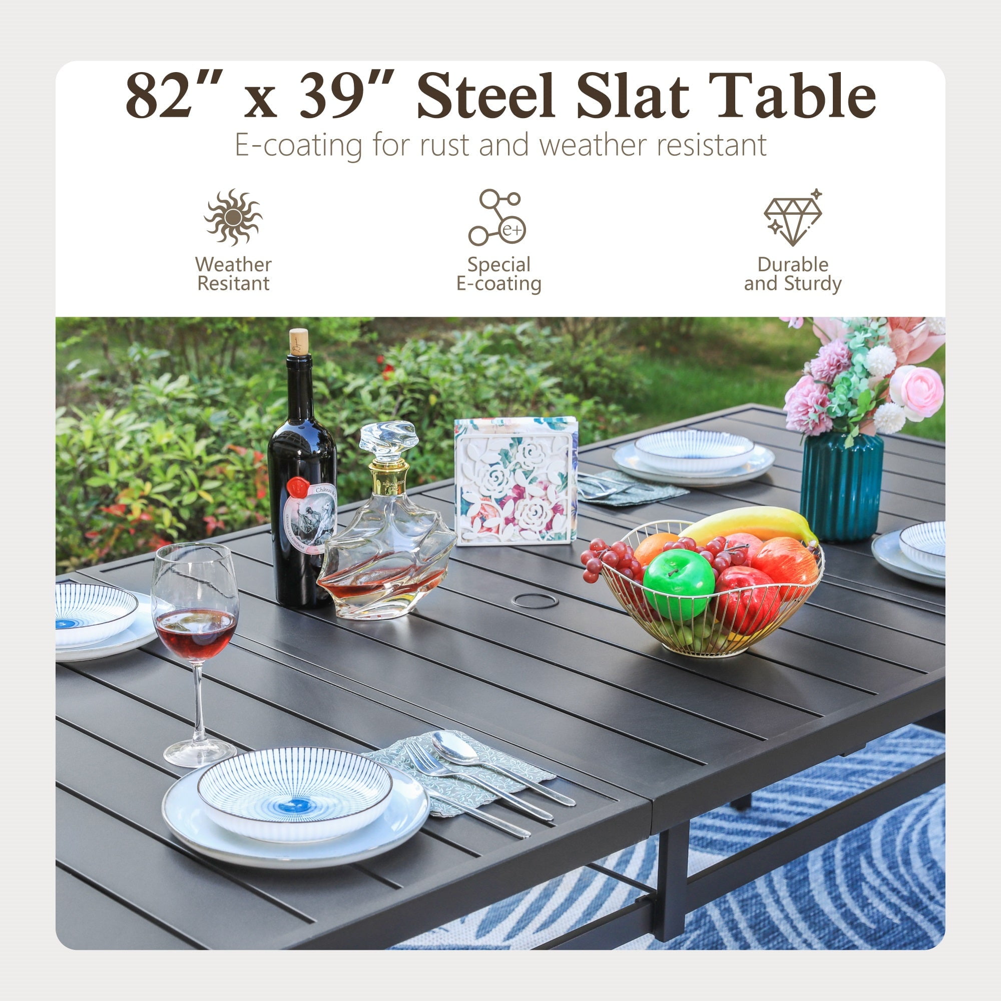 Sophia & William 9 Piece Patio Dining Set Outdoor Metal Furniture Set