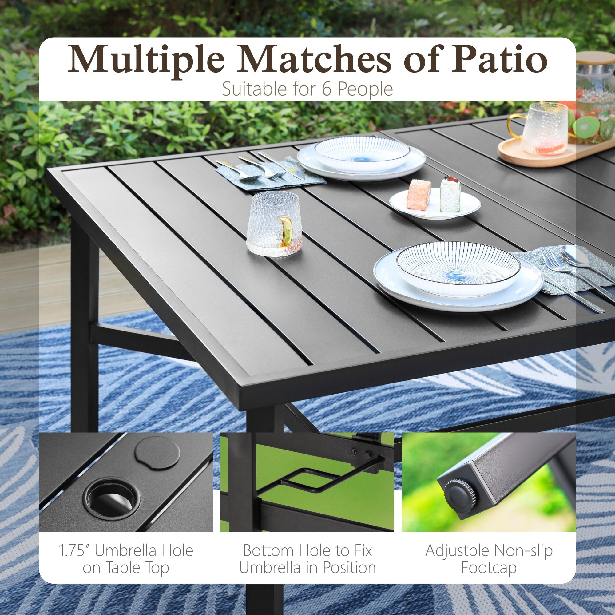 Sophia & William 9 Piece Patio Dining Set Outdoor Metal Furniture Set
