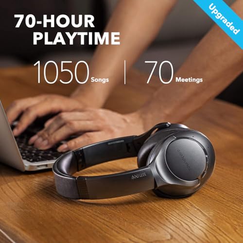 Soundcore Anker Life Q20 Hybrid Active Noise Cancelling Headphones  Wireless Over Ear Bluetooth Headphones  70H Playtime  Hi Res Audio  Deep Bass  Memory Foam Ear Cups  Travel  Office  USB C Charging