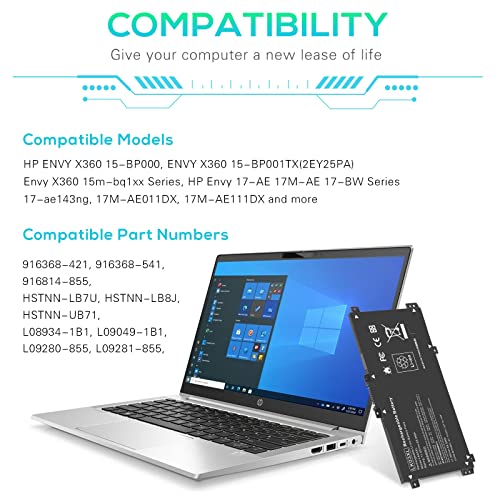 TREE NB LK03XL Battery Replacement for HP Envy X360 Convertible 15m cn0012dx 15m cn0011dx 15m bp112dx 15m bq121dx 15m bp111dx 15m cn0xxx 17m ae0xx 17 ae1xx Not Compatible with BN03XL LE03XL 
