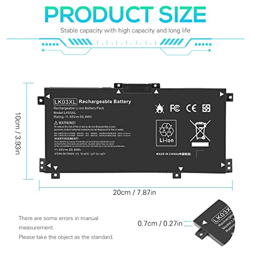 TREE NB LK03XL Battery Replacement for HP Envy X360 Convertible 15m cn0012dx 15m cn0011dx 15m bp112dx 15m bq121dx 15m bp111dx 15m cn0xxx 17m ae0xx 17 ae1xx Not Compatible with BN03XL LE03XL 