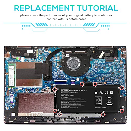 TREE NB LK03XL Battery Replacement for HP Envy X360 Convertible 15m cn0012dx 15m cn0011dx 15m bp112dx 15m bq121dx 15m bp111dx 15m cn0xxx 17m ae0xx 17 ae1xx Not Compatible with BN03XL LE03XL 