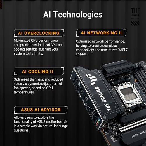 TUF Gaming X870E PLUS WIFI7 AMD X870E ATX Motherboard with 16 2 1 80A Power Stages  DDR5 Support with AEMP  PCIe 5 0 x16 with PCIe Slot Q Release Slim  Four M 2 Slots  WiFi 7 with ASUS WiFi Q Antenna