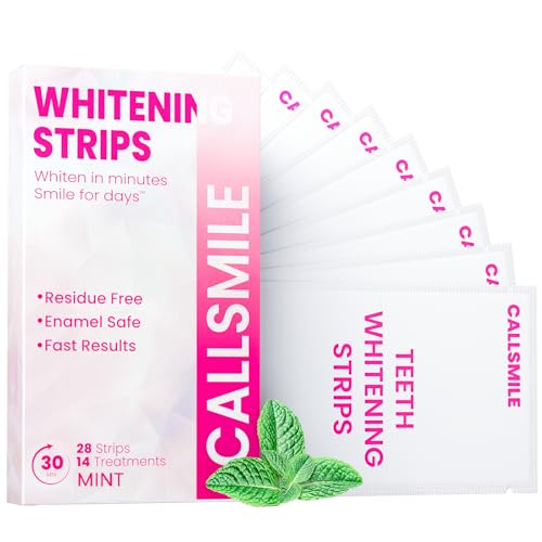 Teeth Whitening Strips   14 Treatments Enamel Safe  Professional Teeth Whitening with Non Slip Dry Strip Technology  Deep Stains Removal  No Sensitivity  Mint