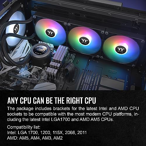 Thermaltake TH360 V2 Ultra ARGB Sync/AlO Liquid Cooler/ARGB Fan 120   3/PWM 500 1500rpm/Water Block 2 1 LCD/Black  CL W384 PL12SW A