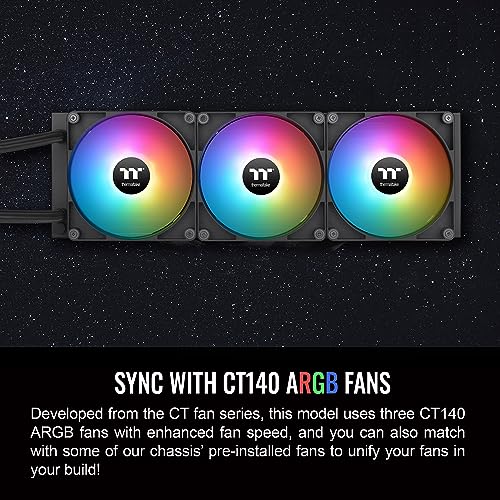 Thermaltake TH360 V2 Ultra ARGB Sync/AlO Liquid Cooler/ARGB Fan 120   3/PWM 500 1500rpm/Water Block 2 1 LCD/Black  CL W384 PL12SW A