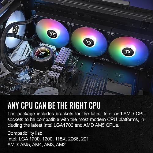 Thermaltake TH360 V2 Ultra ARGB Sync/AlO Liquid Cooler/ARGB Fan 120   3/PWM 500 1500rpm/Water Block 2 1 LCD/Black  CL W384 PL12SW A