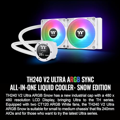 Thermaltake TH360 V2 Ultra ARGB Sync/AlO Liquid Cooler/ARGB Fan 120   3/PWM 500 1500rpm/Water Block 2 1 LCD/Black  CL W384 PL12SW A