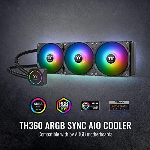 Thermaltake TH360 V2 Ultra ARGB Sync/AlO Liquid Cooler/ARGB Fan 120   3/PWM 500 1500rpm/Water Block 2 1 LCD/Black  CL W384 PL12SW A