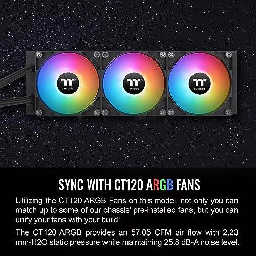 Thermaltake TH360 V2 Ultra ARGB Sync/AlO Liquid Cooler/ARGB Fan 120   3/PWM 500 1500rpm/Water Block 2 1 LCD/Black  CL W384 PL12SW A