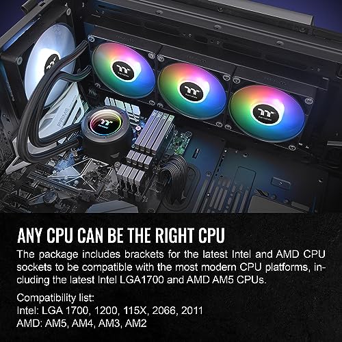 Thermaltake TH360 V2 Ultra ARGB Sync/AlO Liquid Cooler/ARGB Fan 120   3/PWM 500 1500rpm/Water Block 2 1 LCD/Black  CL W384 PL12SW A