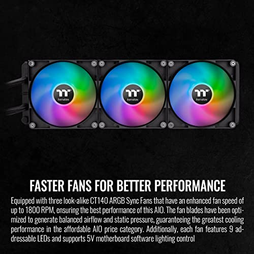 Thermaltake TH360 V2 Ultra ARGB Sync/AlO Liquid Cooler/ARGB Fan 120   3/PWM 500 1500rpm/Water Block 2 1 LCD/Black  CL W384 PL12SW A
