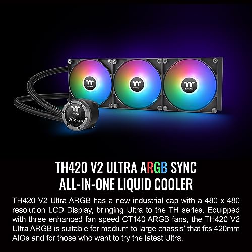 Thermaltake TH360 V2 Ultra ARGB Sync/AlO Liquid Cooler/ARGB Fan 120   3/PWM 500 1500rpm/Water Block 2 1 LCD/Black  CL W384 PL12SW A