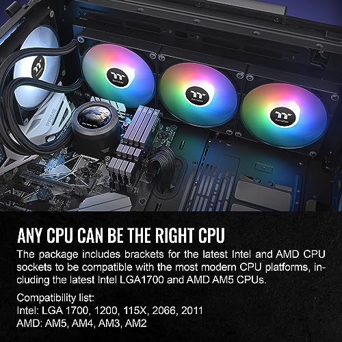 Thermaltake TH360 V2 Ultra ARGB Sync/AlO Liquid Cooler/ARGB Fan 120   3/PWM 500 1500rpm/Water Block 2 1 LCD/Black  CL W384 PL12SW A