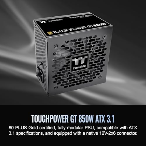 Thermaltake Toughpower GT 850W ATX 3 1 Standard Power Supply; 80 Plus Gold Efficiency; Smart Zero Fan; Native 450W PCIe 5 1 Connector; PS TPT 0850FNFAGU 3; 5 Year Warranty