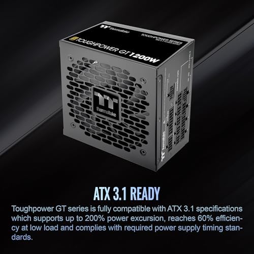 Thermaltake Toughpower GT 850W ATX 3 1 Standard Power Supply; 80 Plus Gold Efficiency; Smart Zero Fan; Native 450W PCIe 5 1 Connector; PS TPT 0850FNFAGU 3; 5 Year Warranty