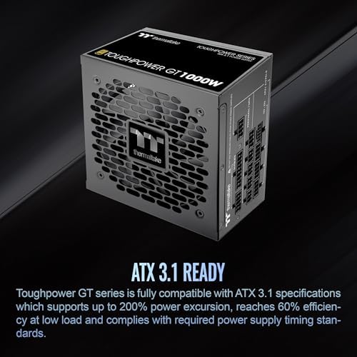 Thermaltake Toughpower GT 850W ATX 3 1 Standard Power Supply; 80 Plus Gold Efficiency; Smart Zero Fan; Native 450W PCIe 5 1 Connector; PS TPT 0850FNFAGU 3; 5 Year Warranty