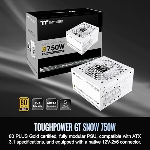 Thermaltake Toughpower GT 850W ATX 3 1 Standard Power Supply; 80 Plus Gold Efficiency; Smart Zero Fan; Native 450W PCIe 5 1 Connector; PS TPT 0850FNFAGU 3; 5 Year Warranty