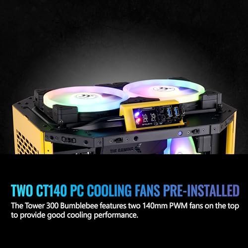 Thermaltake Tower 300 Bumblebee Micro ATX Case; 2x140mm CT Fan Included; Support Up to 420mm Radiator; Optional Chassis Stand Kit Allows Horizontal Display; CA 1Y4 00S4WN 00; 3 Year Warranty