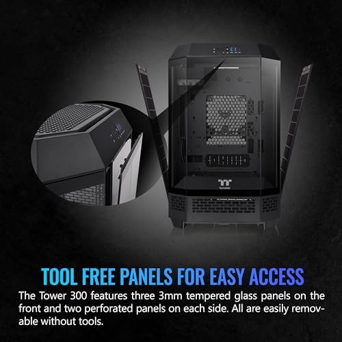 Thermaltake Tower 300 Black Micro ATX Case; 2x140mm CT Fan Included; Support Up to 420mm Radiator; Optional Chassis Stand Kit Allows Horizontal Display; CA 1Y4 00S1WN AZ; 3 Year Warranty