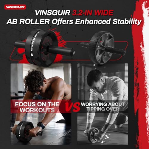 VINSGUIR Ab Roller Wheel  Abs & Core Workout Equipment for Home Gym with Knee Pad Accessories  Abdominal Wheel for Full body Strength Training