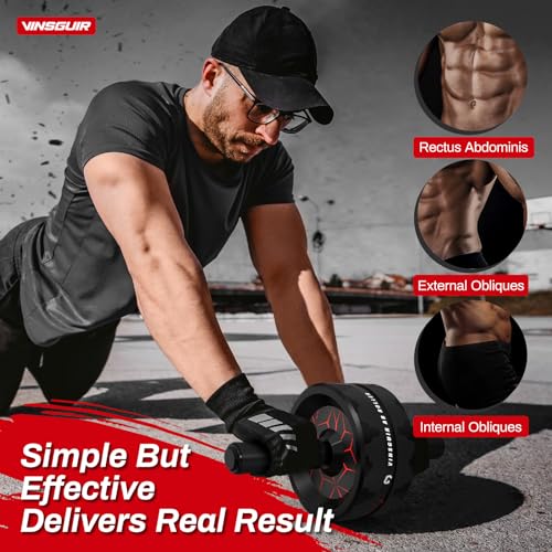 VINSGUIR Ab Roller Wheel  Abs & Core Workout Equipment for Home Gym with Knee Pad Accessories  Abdominal Wheel for Full body Strength Training