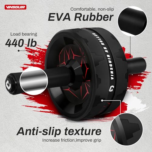 VINSGUIR Ab Roller Wheel  Abs & Core Workout Equipment for Home Gym with Knee Pad Accessories  Abdominal Wheel for Full body Strength Training