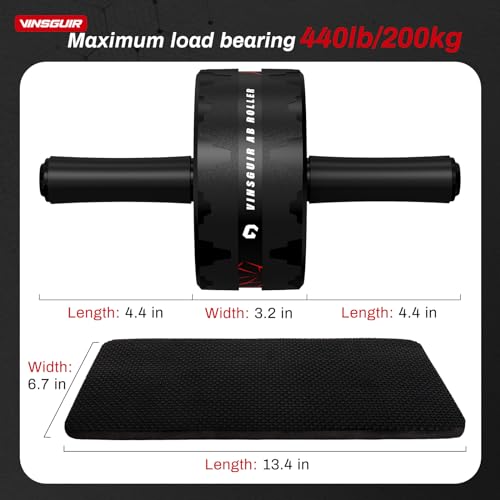 VINSGUIR Ab Roller Wheel  Abs & Core Workout Equipment for Home Gym with Knee Pad Accessories  Abdominal Wheel for Full body Strength Training