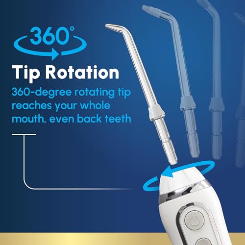 Waterpik Cordless Advanced 2 0 Water Flosser For Teeth  Gums  Braces  Dental Care With Travel Bag and 4 Tips  ADA Accepted  Rechargeable  Portable  and Waterproof  White WP 580  Packaging May Vary