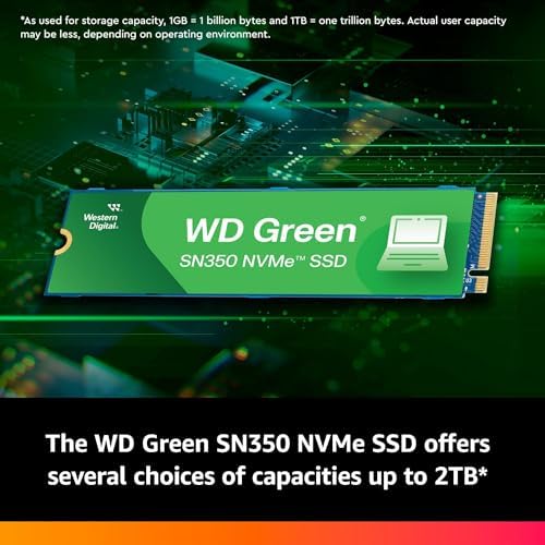 Western Digital 1TB WD Green SN350 NVMe Internal SSD Solid State Drive   Gen3 PCIe  QLC  M 2 2280  Up to 3 200 MB/s   WDS100T3G0C