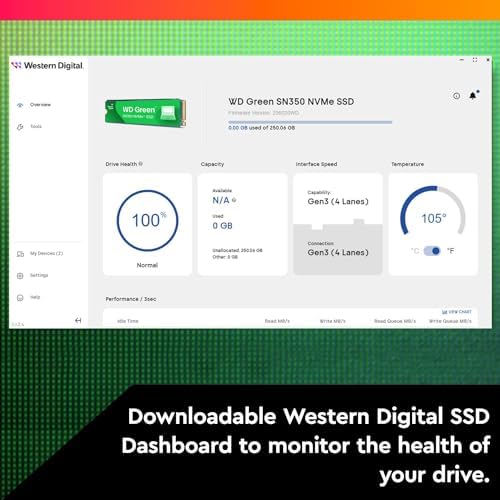 Western Digital 1TB WD Green SN350 NVMe Internal SSD Solid State Drive   Gen3 PCIe  QLC  M 2 2280  Up to 3 200 MB/s   WDS100T3G0C