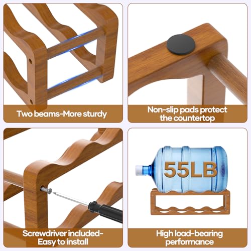 Wine Rack  2 Tier 8 Bottle Wooden Wine Storage Cabinet Shelf  Adjustable in 2 Sizes Countertop Wine Holder  Easy Assembly Freestanding Wine Organizer for Kitchen Pantry Dining Room Bar