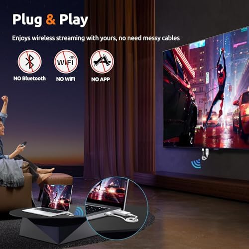 Wireless HDMI Transmitter and Receiver 328FT/100M  2 4G 5G Plug & Play Wireless HDMI Extender Kit 4K Decode for Video and Audio to Monitor from Laptop
