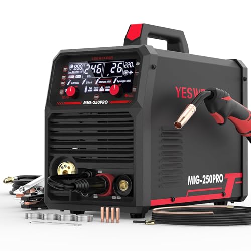 YESWELDER MIG 250 PRO Aluminum MIG Welder  250Amp 220V Advanced Digital Display  MIG/Pulsed MIG/Flux Core/Spool Gun MIG/Lift TIG/Stick 6 In 1 Multiprocess Welding Machine  Spool Gun Compatible