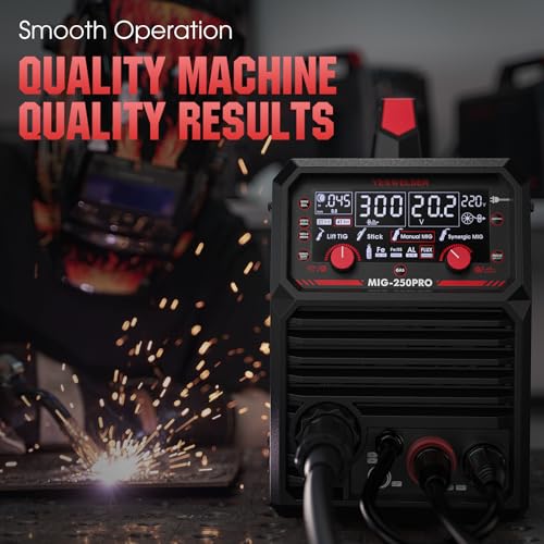 YESWELDER MIG 250 PRO Aluminum MIG Welder 250Amp 220V Advanced Digital Display MIG/Pulsed MIG/Flux Core/Spool Gun MIG/Lift TIG/Stick 6 In 1 Multiprocess Welding Machine Spool Gun Compatible