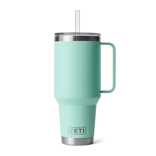 YETI Rambler 42 oz Tumbler with Handle and Straw Lid  Travel Mug Water Tumbler  Vacuum Insulated Cup with Handle  Stainless Steel  Seafoam