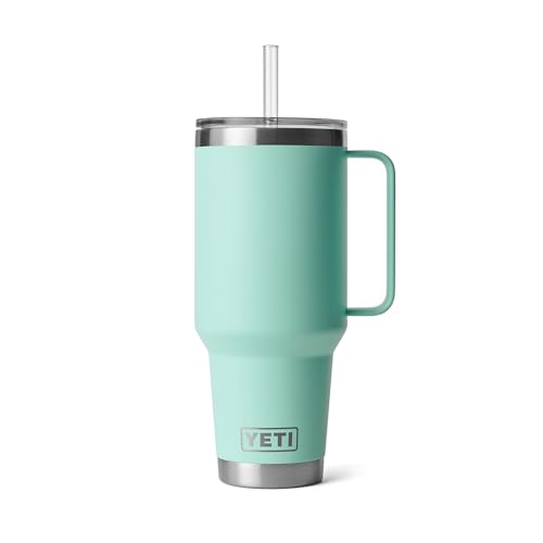 YETI Rambler 42 oz Tumbler with Handle and Straw Lid  Travel Mug Water Tumbler  Vacuum Insulated Cup with Handle  Stainless Steel  Seafoam
