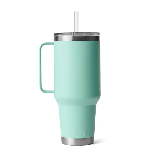YETI Rambler 42 oz Tumbler with Handle and Straw Lid  Travel Mug Water Tumbler  Vacuum Insulated Cup with Handle  Stainless Steel  Seafoam
